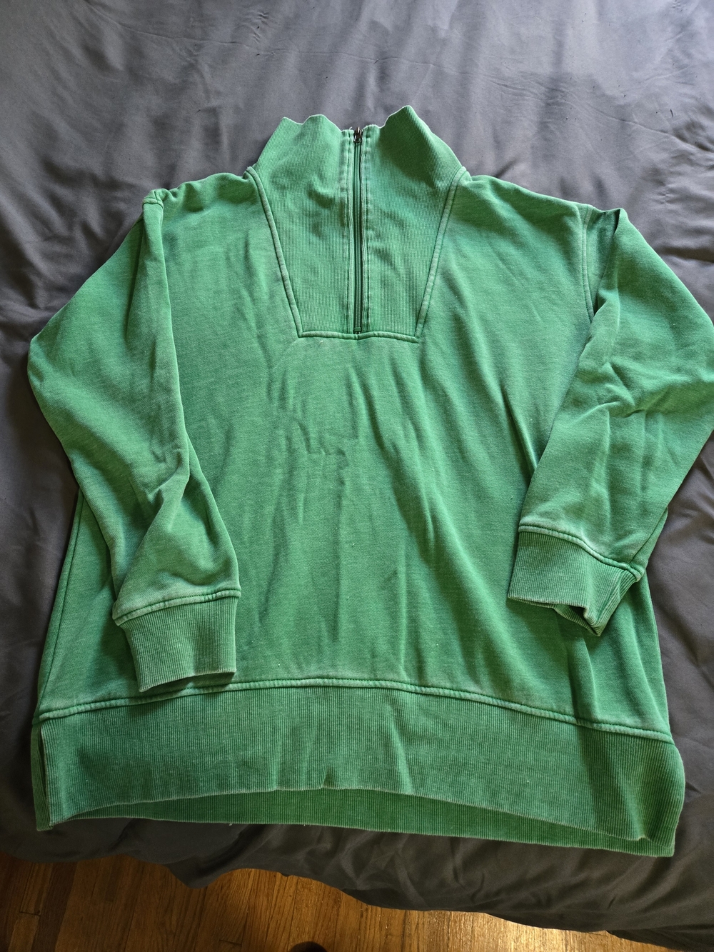 Filly Flair Women's Green Quarter-Zip Pigment Dyed Campfire Sweater Large